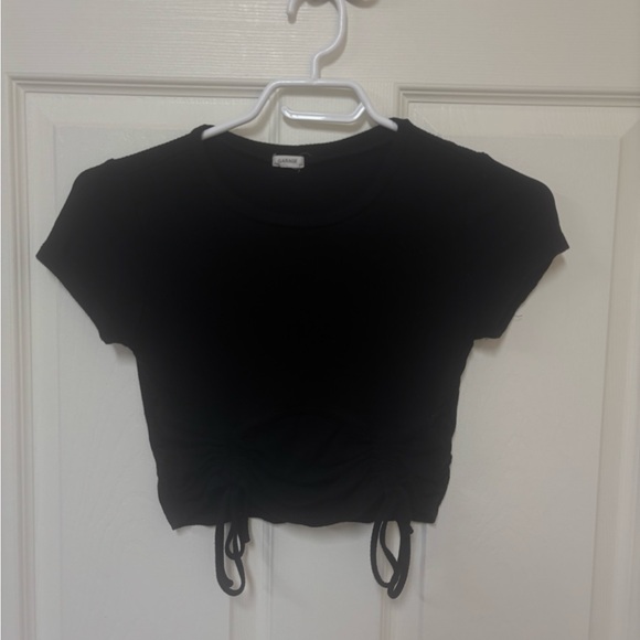 Garage Tops - Garage Black Ruched Drawstring Crop Top